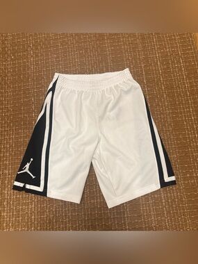 Jordan White and Black Mesh Basketball Shorts for Kids